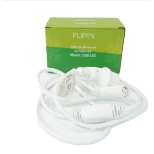 Cablu de Alimentare Instalatie de Craciun, Flippy®, Max 5500 LED, cu Flash, 220 V, IP65, Alb