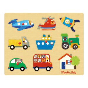 Puzzle cu buton Vehicule, Moulin Roty3575676613245