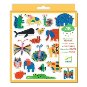 Set 60 stickere din fetru - Animale Vesele, Djeco